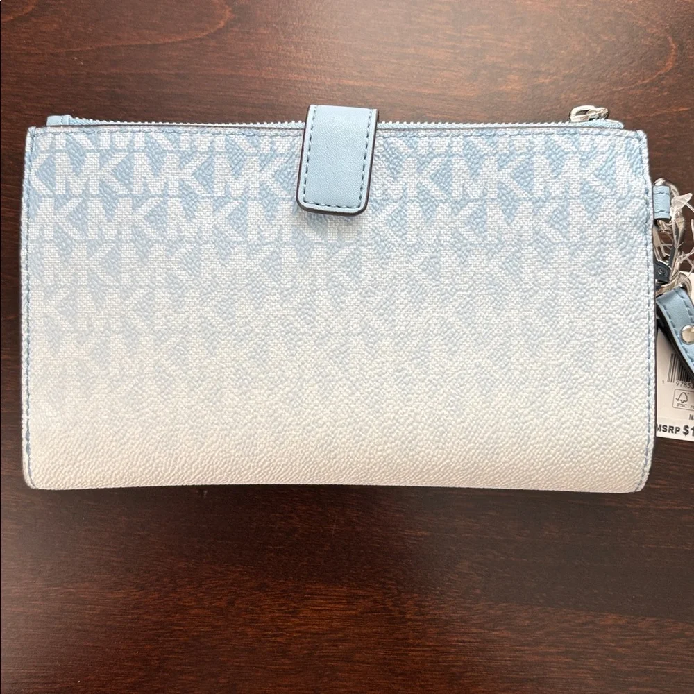MICHAEL KORS Jet Set Large Ombré Logo Double Zip wristlet NWT - Picture 6 of 13